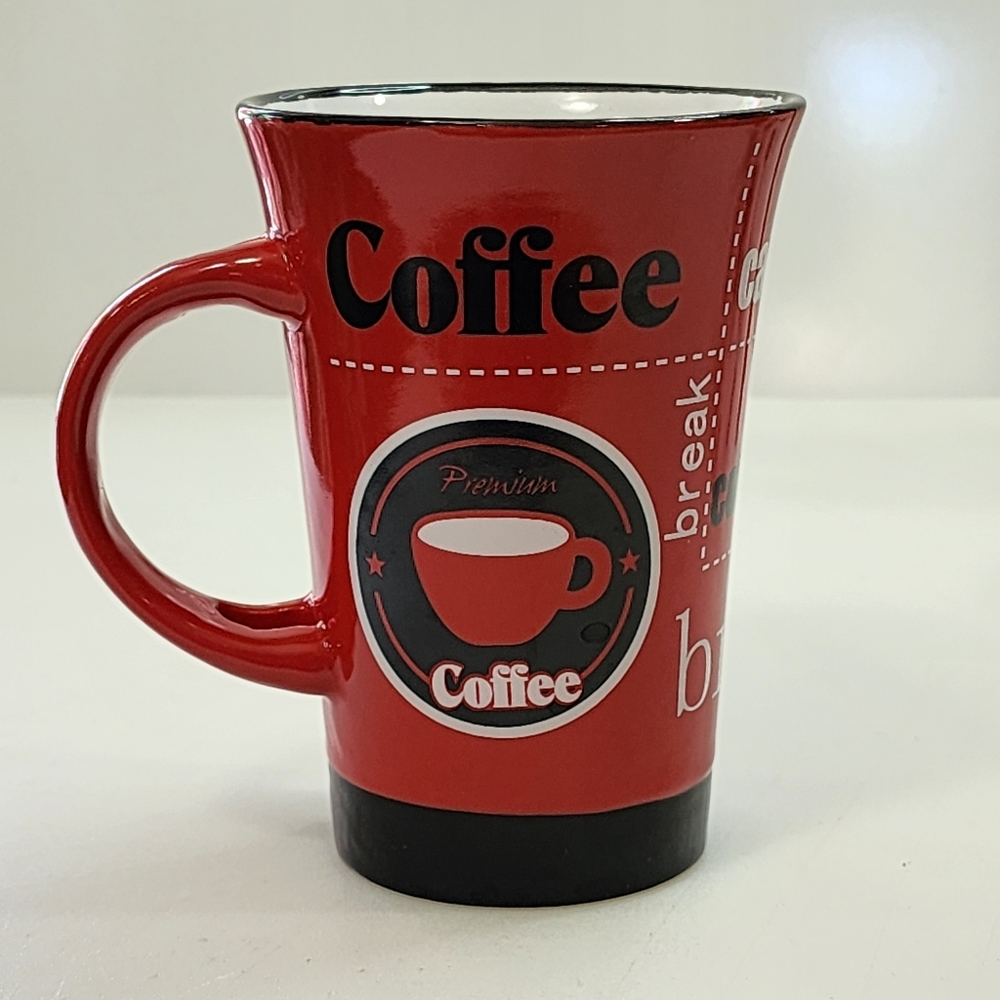 Red And White Ceramic‎ Cappuccino Cup Tea Coffee Mug 10 oz - Picture 12 of 15